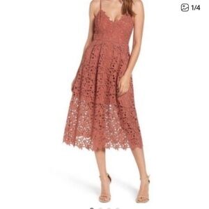 Astr Lace Midi Dress in rust